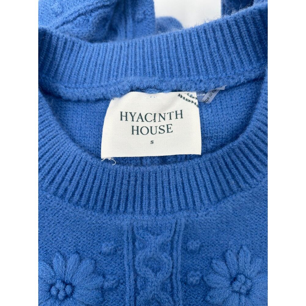 Tuckernuck Hyacinth House Blue Embroidered Floral Frankie Sweater Small Flower - Picture 3 of 4